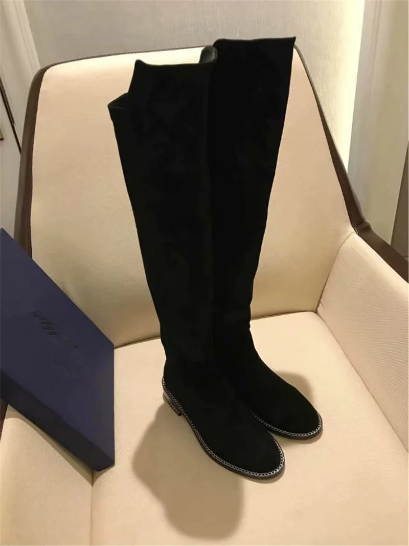 Appartements Chaussures Mode Bout Street As Mentale Chian Rond Bottes Le Marque as Shown Longues De Style Genou Moto Shown Sur Patchwork Luxe p7Ownp4WB8