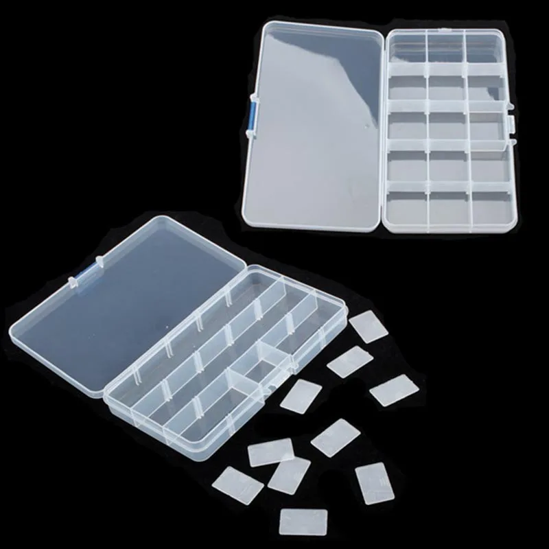 

15 Grid Splitable Plastic Transparent Jewelry Case Storage Box Container LAD-sale