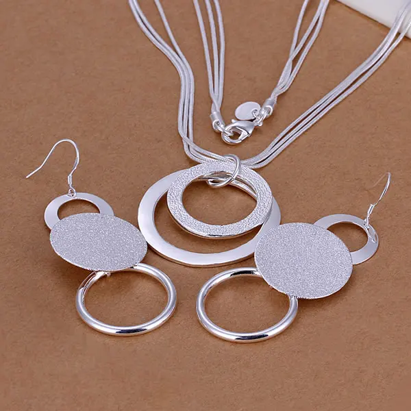 

S017 Wholesale, free shipping 925 silver jewelry set, fashion jewelry set Double O Two-Piece Jewelry Set