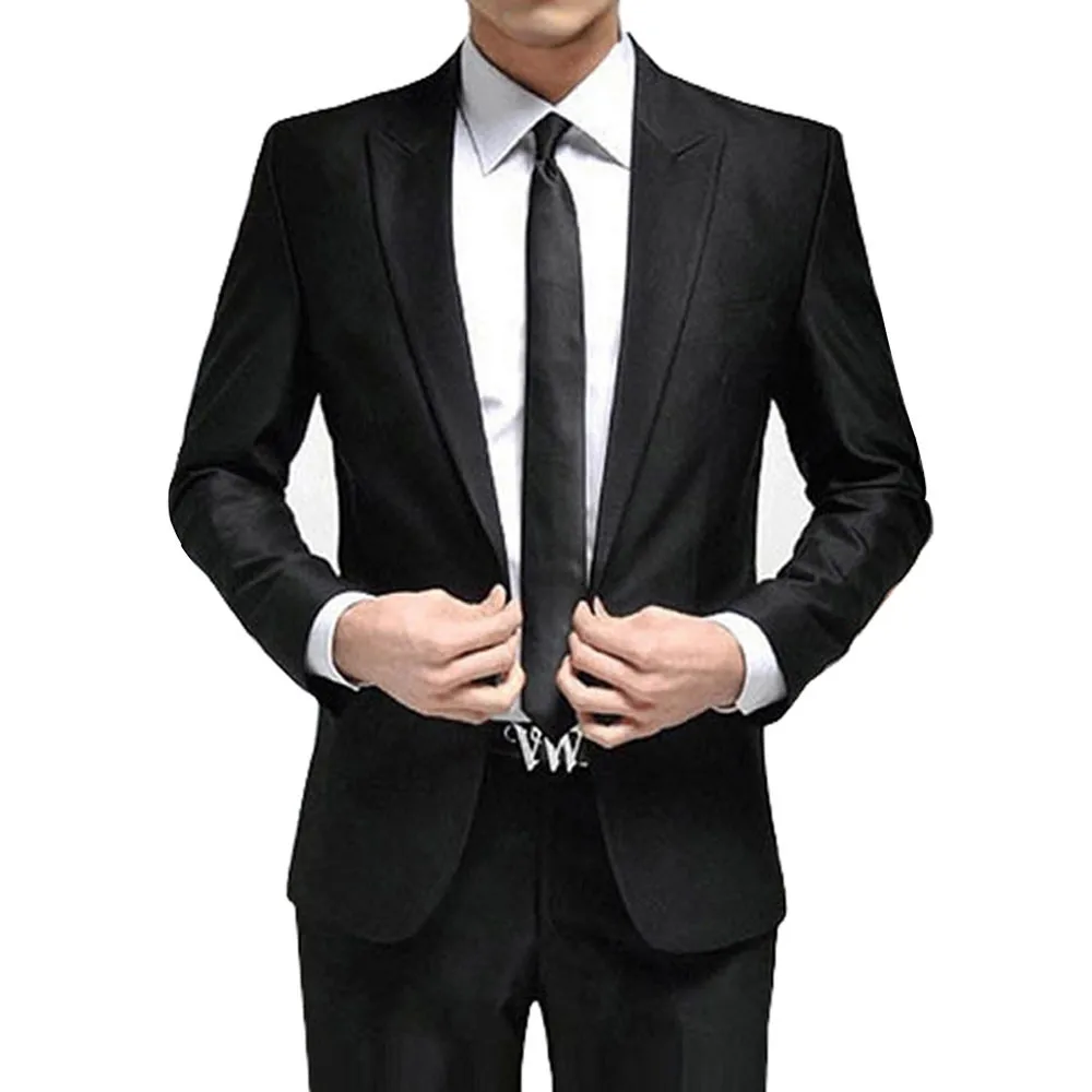 824 New Fashion Black White Wedding Suits 2 Piece Mens Suits Slim Fit (Jacket + Pants) Groomsman Groom Tuxedos Suits Business Suits