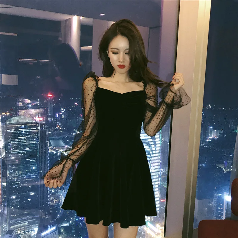 korean black dress
