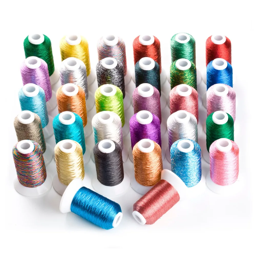 Popular 32 colors metallic embroidery machine threads, 500 meters each