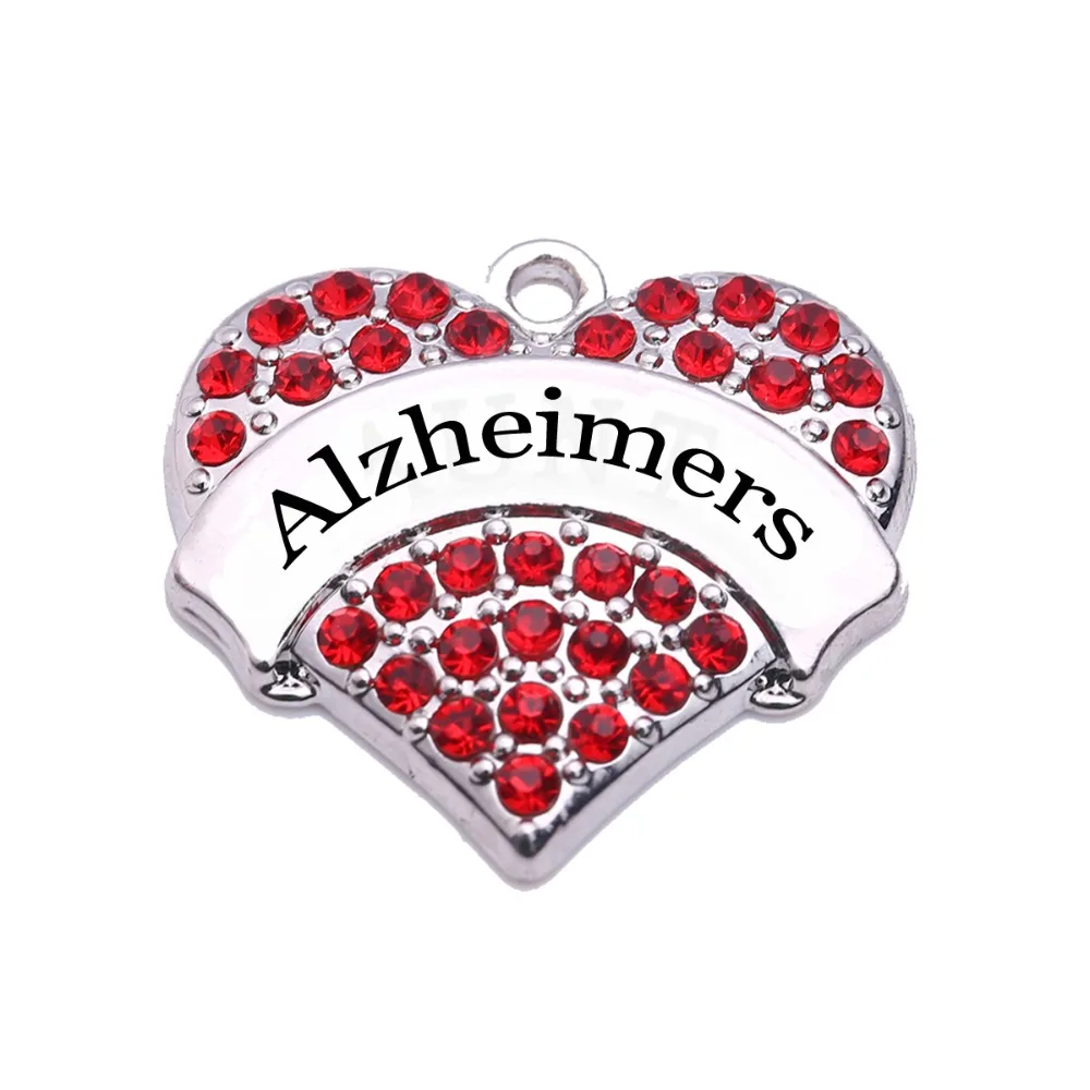 

Memories Matter Alzheimer's Awareness Pave Heart Charm With Clear Crystal Rhinestones