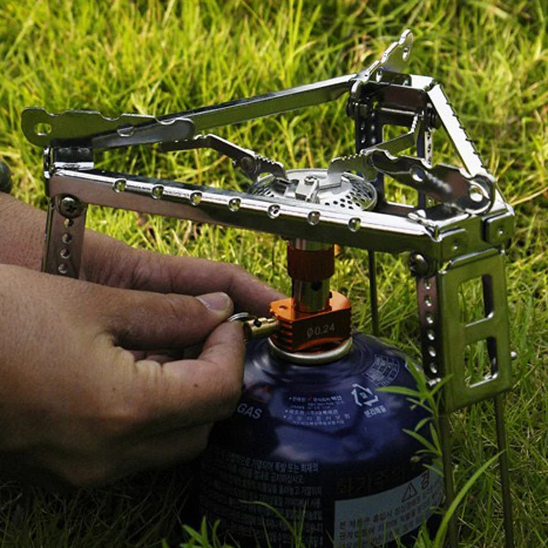

18 x 16cm Mini Portable Outdoor Camping Stove Stand Shelf Camping Cooking Folding Triangle Bracket Pot Stove Stent