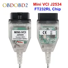 Mais recente mini vci v15.00.028 para toyota tis techstream mini vci j2534 cabos e conectores de diagnóstico do carro mini relação vci