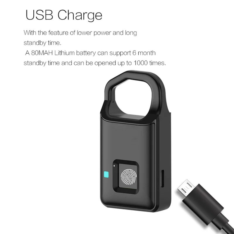 

Smart Electronic Padlock Fingerprint Password Lock Travel Suitcase Home GY88