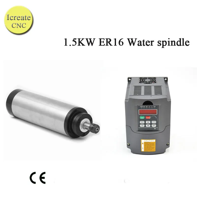 

Water Cooled 1.5kw Spindle Motor ER16 80mm Spindle 4pcs Bearing Engraving Milling Motor +1pcs 1.5kw 220v VFD / Interver