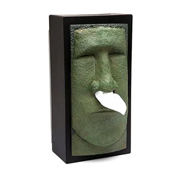 

1 Piece Easter Island Head Sir Tissue Box Easter Island Stone Statue Knight Head Tiki cover Creative Home Office Tissue Holder9