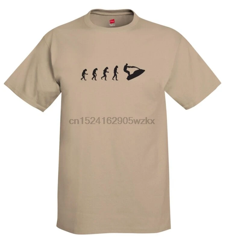 

Evolution of Man Stand Up Jet Ski T-Shirt Mens Tagless w Free Sticker FREE S&H!