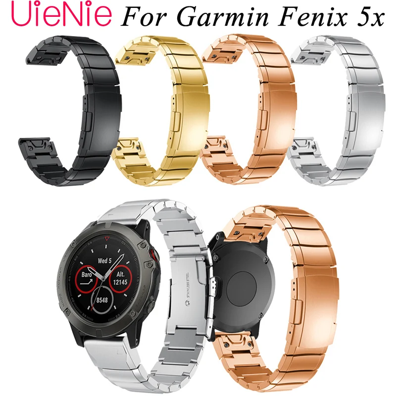 

26mm Luxury business stainless Steel Bracelet Quick Replacement Fit Band Strap Wristband For Garmin Fenix 5X GPS Watch Straps