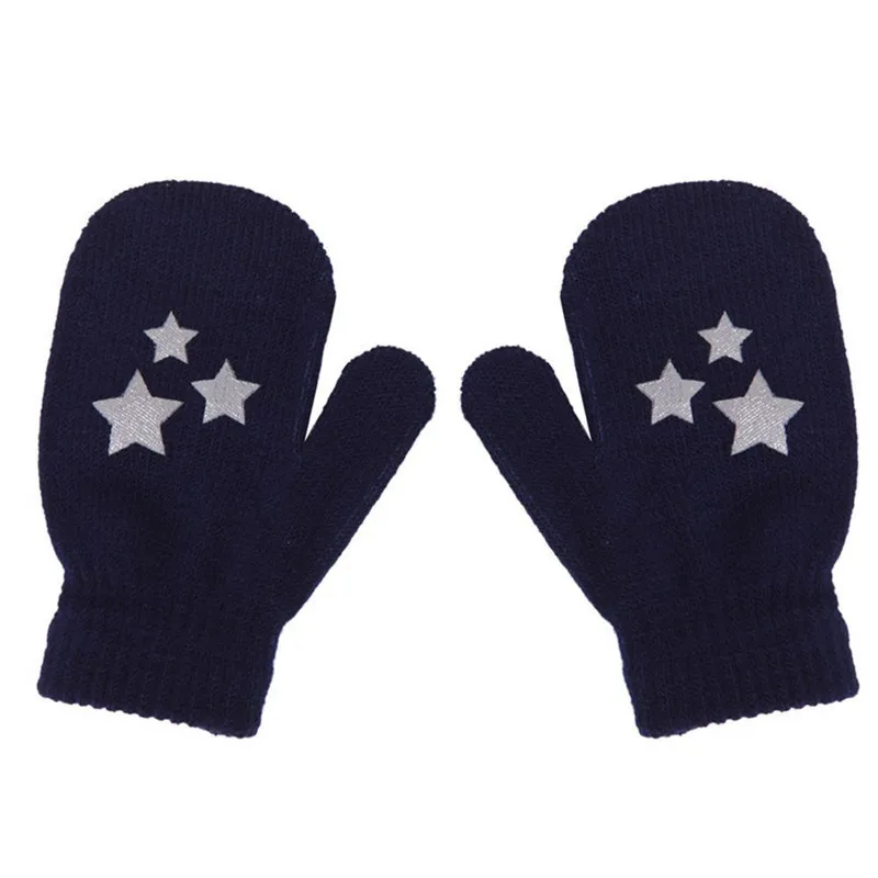 Зимние теплые детские перчатки; Детские Волшебные хлопковые эластичные варежки для девочек и мальчиков; мягкие перчатки унисекс с защитой от царапин для малышей - Цвет: Navy 1