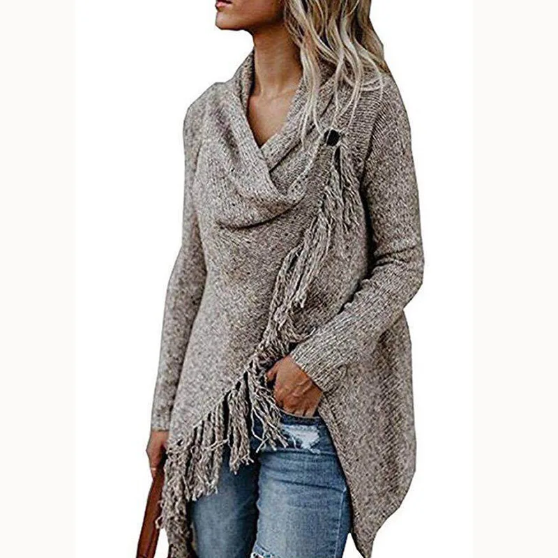 2019 autumn and spring European style knit cardigan woman sweater cute tassel irregular single button female sweater 2019 autumn and spring European style knit cardigan woman sweater cute tassel irregular single button female sweater