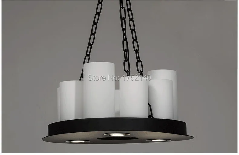 Beautiful circular LED chandeliers Diameter 50 cm, candlesticks shape. 8 E27 E14 bulbs base, 1 spotlight. Iron lamp, glass shade, retro style. Haomer 2