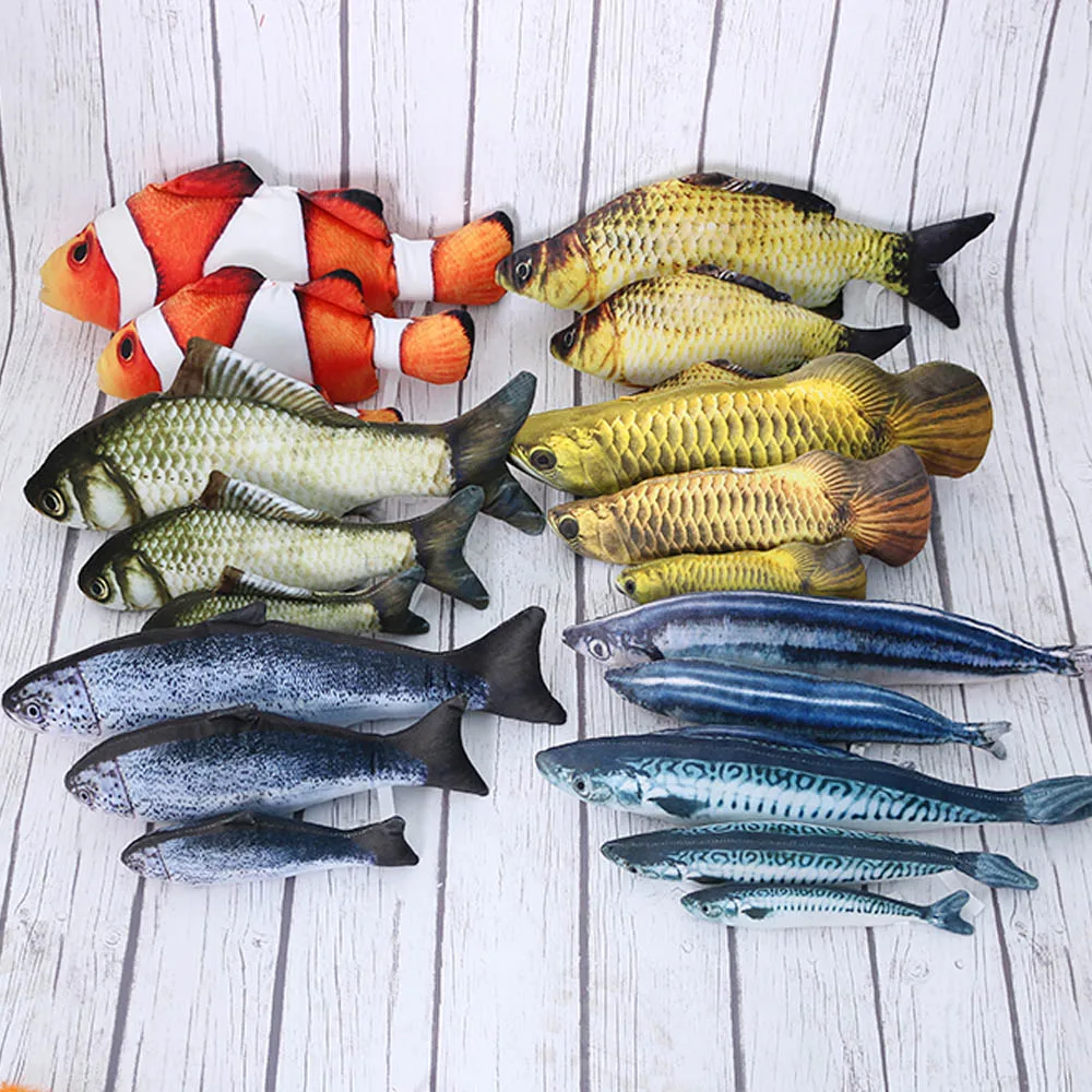 

1 pcs Vivid Fish Shape Pet Cat Mint Interactive Cat Play Toys 3 Sizes Interactive Chewing Rattle Scratch Catch Playing Toy
