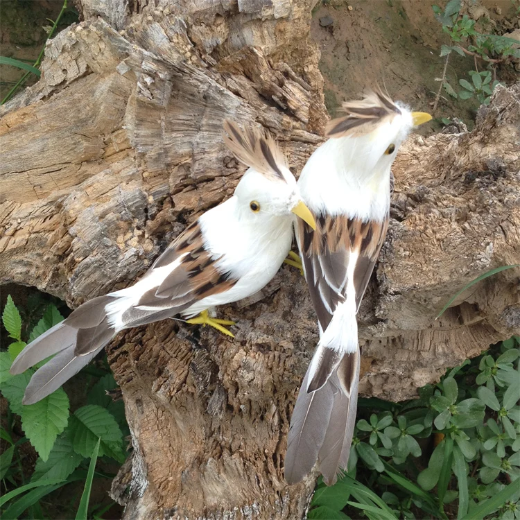 

about 22cm gray&white feathers magpie bird,2 pcs artifical birds polyethylene&furs handicraft garden decoration toy gift a1967