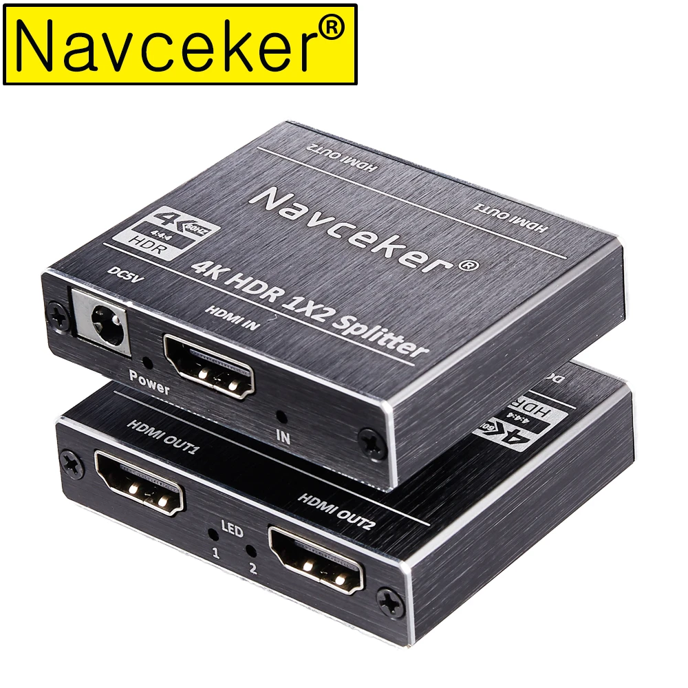 4K @ 60 Гц UHD HDR HDMI 2,0 Splitter 1x2 1 в 2 из HDMI 2,0 HDCP 2,2 Splitter переключателя Box HDMI Splitter 2,0 для HD ТВ PS3 Apple ТВ