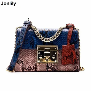 

Women Bags Genuine Leather Shoulder Bag Snake Design Chain Woman Messenger Bags Designer Crossbody Handbags SLI-336