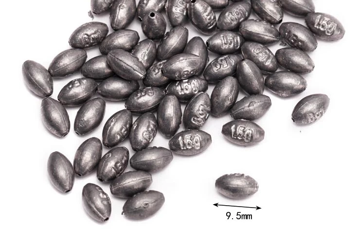 

100pcs Fishing olive shaped lead sinker 1.5g/9.5mm fishing tackles accessories