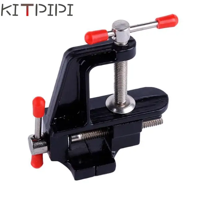 KITPIPI 3.5 Inch Aluminum Miniature Small Jewelers Hobby Clamp On Table Bench Vise Mini DIY Craft Tool Vice Fixed Repair Tool