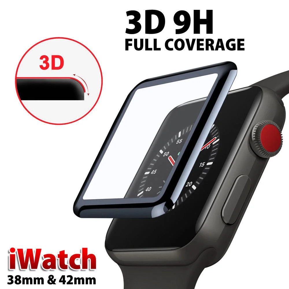 3D 9 H покрытие экрана протектор для iWatch серии 4 2 1 стекло Flim полное закаленное Apple
