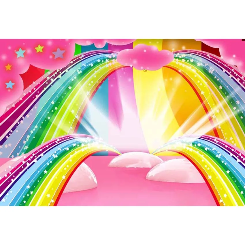 

7x5F Sparkle Spotlight Rainbow Stage Custom Photo Studio Backdrop Background Vinyl 220cm x 150cm