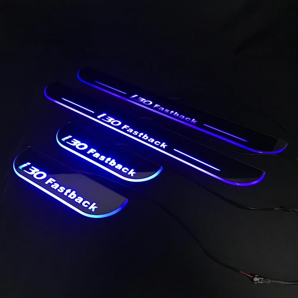RQXR светодиодные движущиеся двери scuff для hyundai i30 динамические порога плиты плоские накладки наложения течет/еще светильник, 2 шт