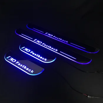 

RQXR led stainless steel overlay acrylic door scuff for Hyundai i30 moving door sill plate lining decorative light,2pcs