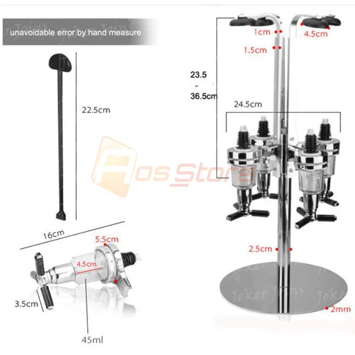 4 бутылки Алюминий сплав бар-дворецкий настенный 6 выстрел диспенсер набор барной посуды винные держатели для виски и стеллажи для выставки товаров
