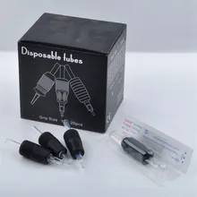 20 шт./кор. черный гексагональной одноразовые круглый силиконовые Иглы для татуажа трубки Ручки рулевые для мотоциклов 25 мм 7RL