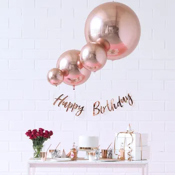 

4D Rose Gold foil Balloon 10" 18" 22" 32" Round Aluminum Mylar Balloons Sphere Balloon Wedding Decoratio Birthday Party