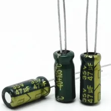 100 шт./лот 35 V, 47(Европа) мкФ 5*11 мм Высокая частота низкое сопротивление алюминиевый электролитический конденсатор с алюминиевой крышкой, 47(Европа) мкФ 35В 20