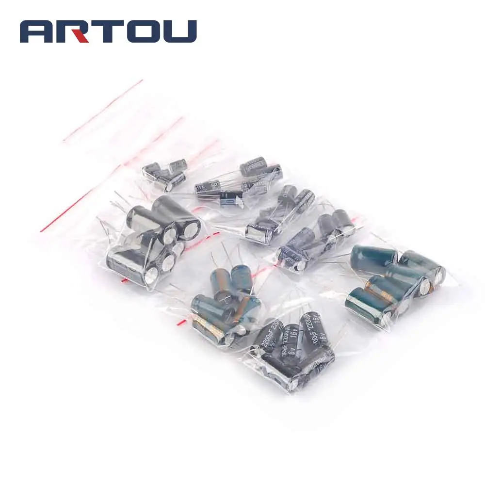 

40PCS 8Values each 5pcs Aluminum electrolytic capacitors Assorted Kit 16V 220UF 470UF 680UF 1000UF 1500UF 2200UF 3300UF 4700UF