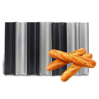 

UPORS Stainless Steel Baking Tray Perforated French Bread Pan Non Stick 2 3 4 Groove Baguette Mold Cake Form Baking Accessories