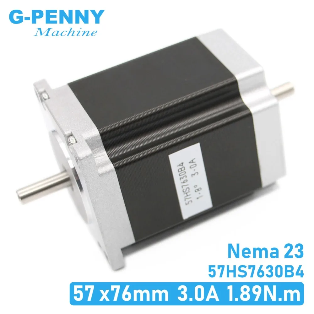 Шаговый двигатель NEMA23 57x76 мм двойной вал Nema 23 1 89n. m 4 проводной 8deg 3A 270Oz in для станка