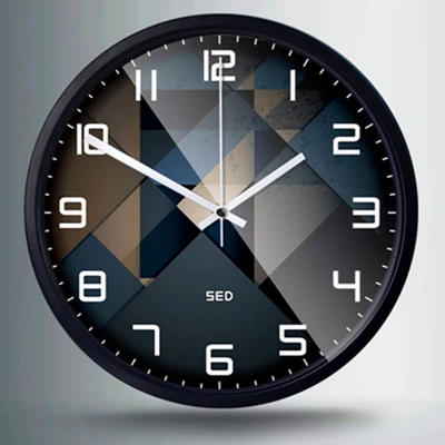 Модные украшения для дома Металл настенные часы 12 дюймов круглые часы абстрактный узор офисные украшения гостиной часы и часы - Цвет: Черный