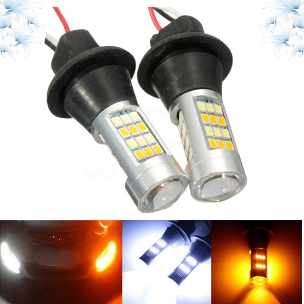

2PCs Dual Color Turn Signal light 1156/BAS15S 7440/T20 12V 50W 2835 Canbus No Error White/Amber Switchback LED Bulbs car bulbs