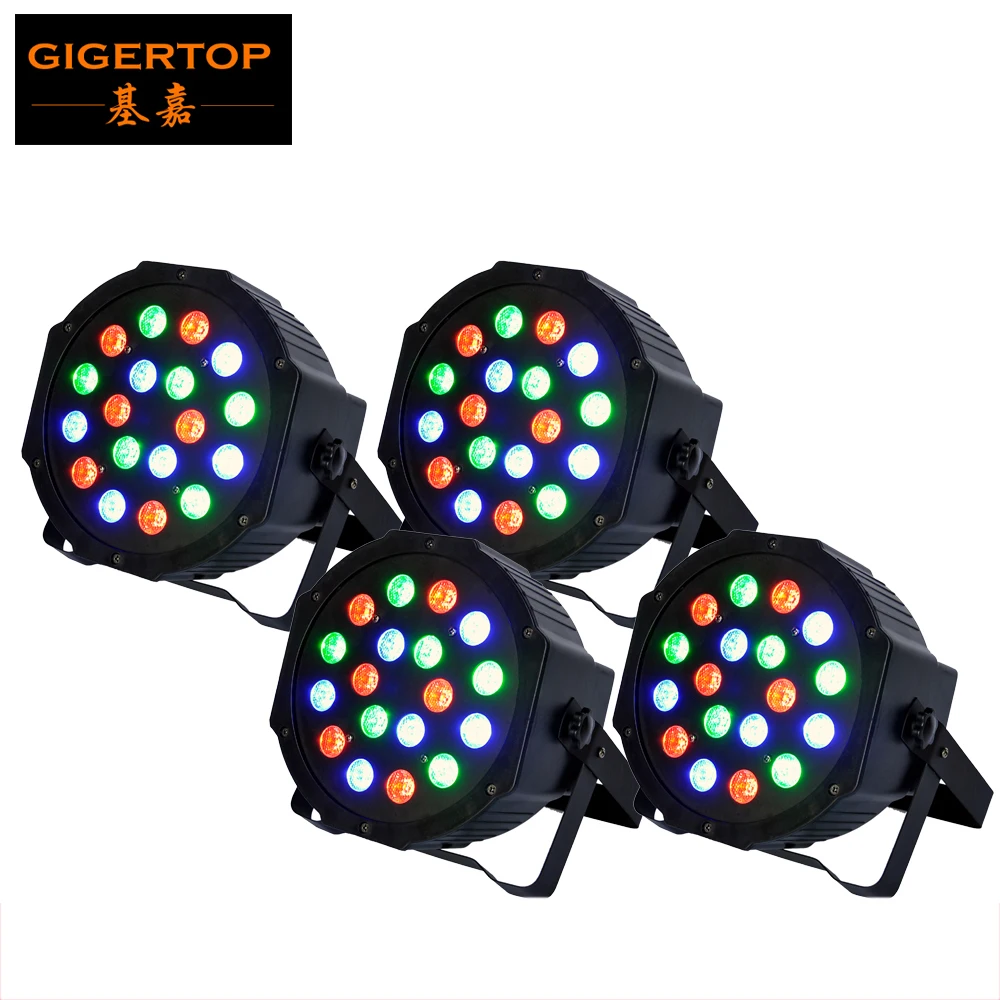 

TIPTOP 4XLOT 18 x 3W Led Par Light DMX 3/6 Channel RGB Color American DJ Flat Par TP-P183 Quad Colored LED Wash Can Plastic case