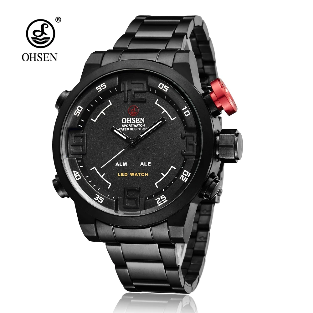

Top Brand OHSEN Digital Quartz Watch Pilot Army Style Waterproof Watch Stainless Steel Men Clock Sports Wristwatch Orologio Uomo