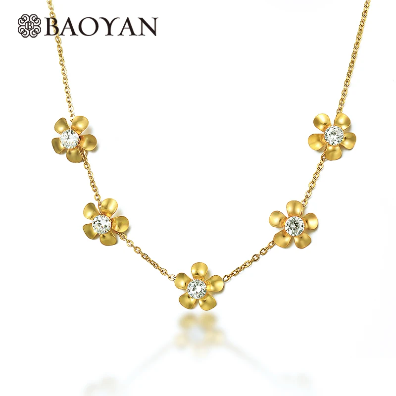 

BAOYAN Sale Gold Color Flower Stainless Steel Necklace for Women