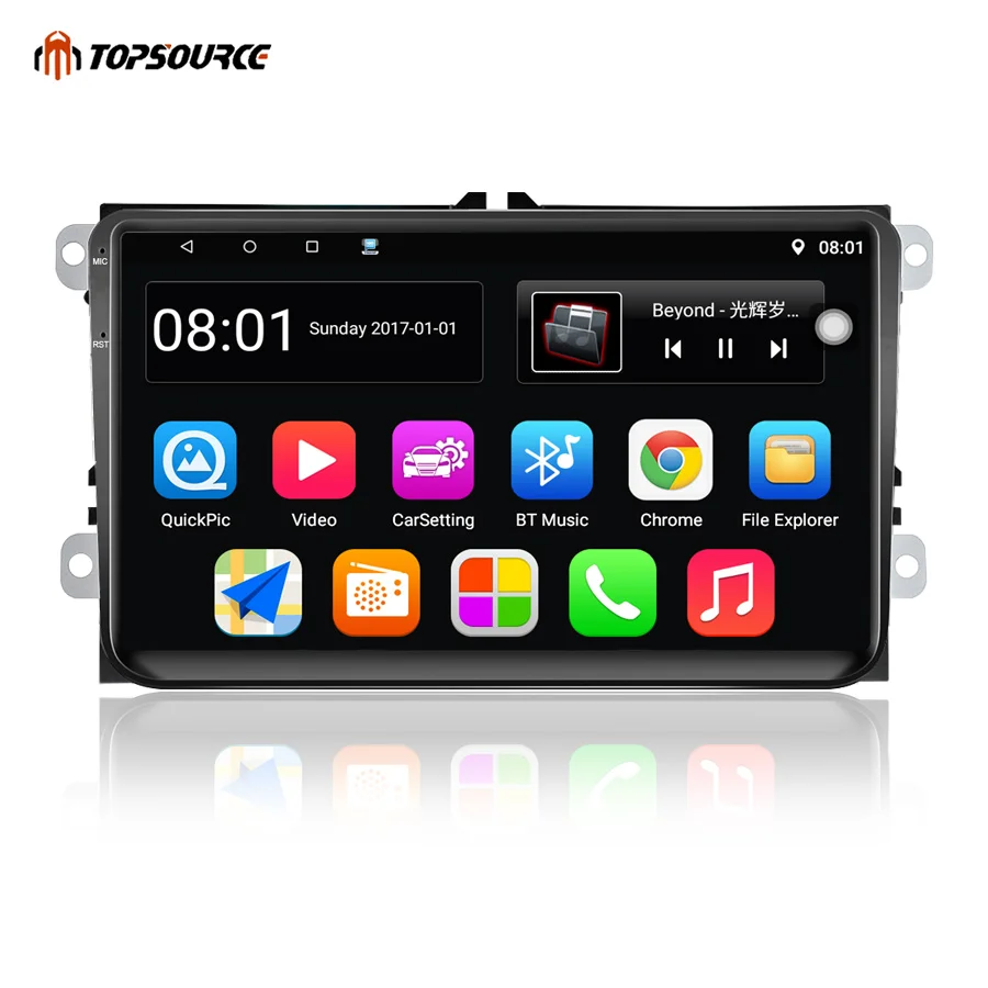 

TOPSOURCE 9001 Car Radio Android 6.0 Double 2 Din GPS HD 9 Inch Touch Screen 800 X 480 BT Wifi FM Car Multimedia Player For VW