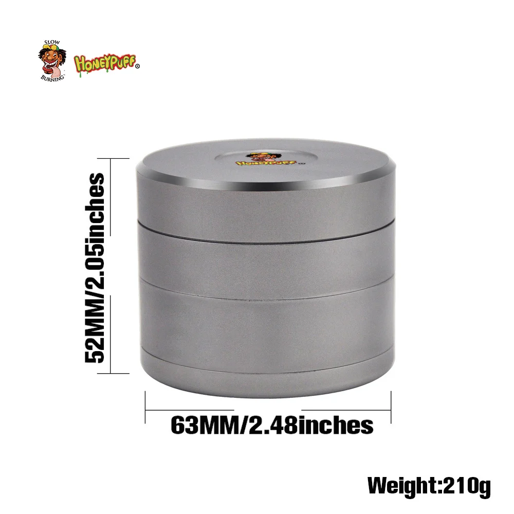 Goede Honeypuff Vliegtuigen Aluminium Grinder 63 Mm 4 Stuk Tabak Slijpmachines Met Verwijderbare Diamant Tanden Screen Rook Pijp Accessoire