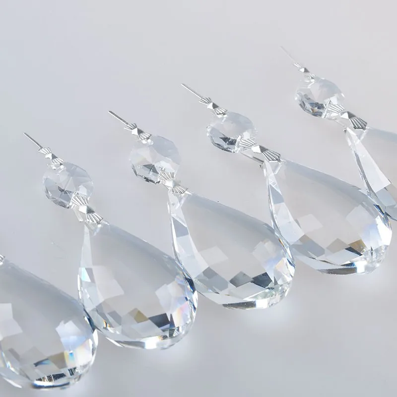 10pcs 50mm Clear Glass Crystal Prisms Pendants Chandeliers Parts with