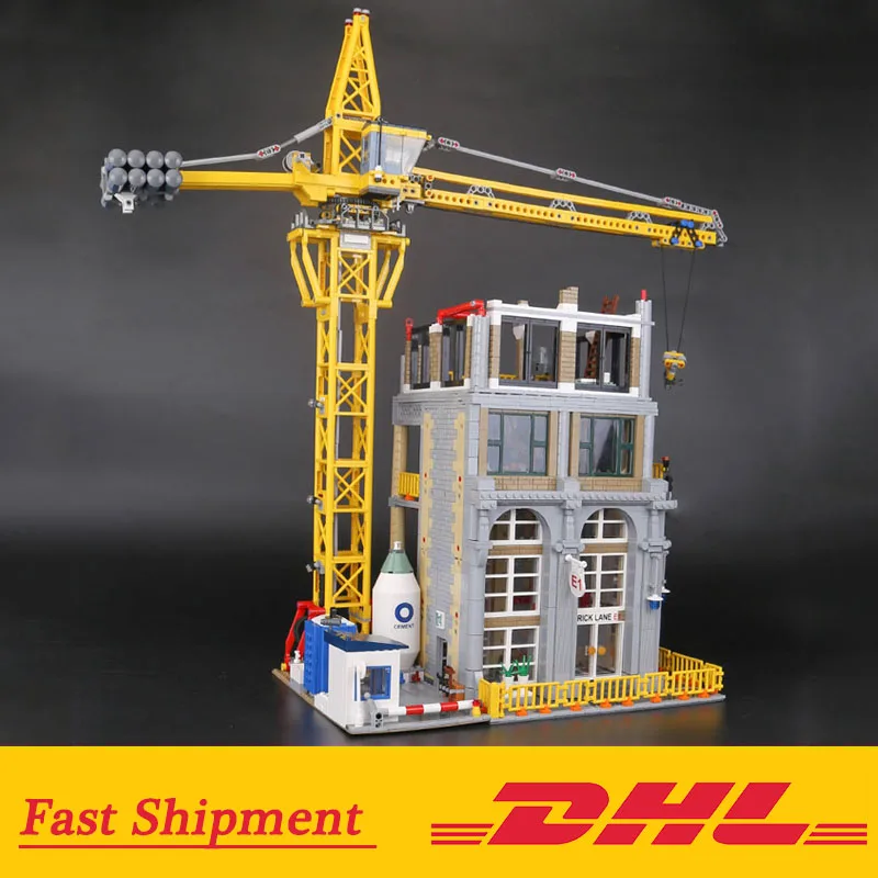 

MOC Street View Series The 15031 construction with Crane Set Building Blocks Bricks compatible legoing City Toys