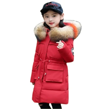 

-30 degree Girls Clothes Children warm Down Jacket for Girl 2019 Winter Thickening Parka Fur Hooded Kids Outerwear Coat New Year