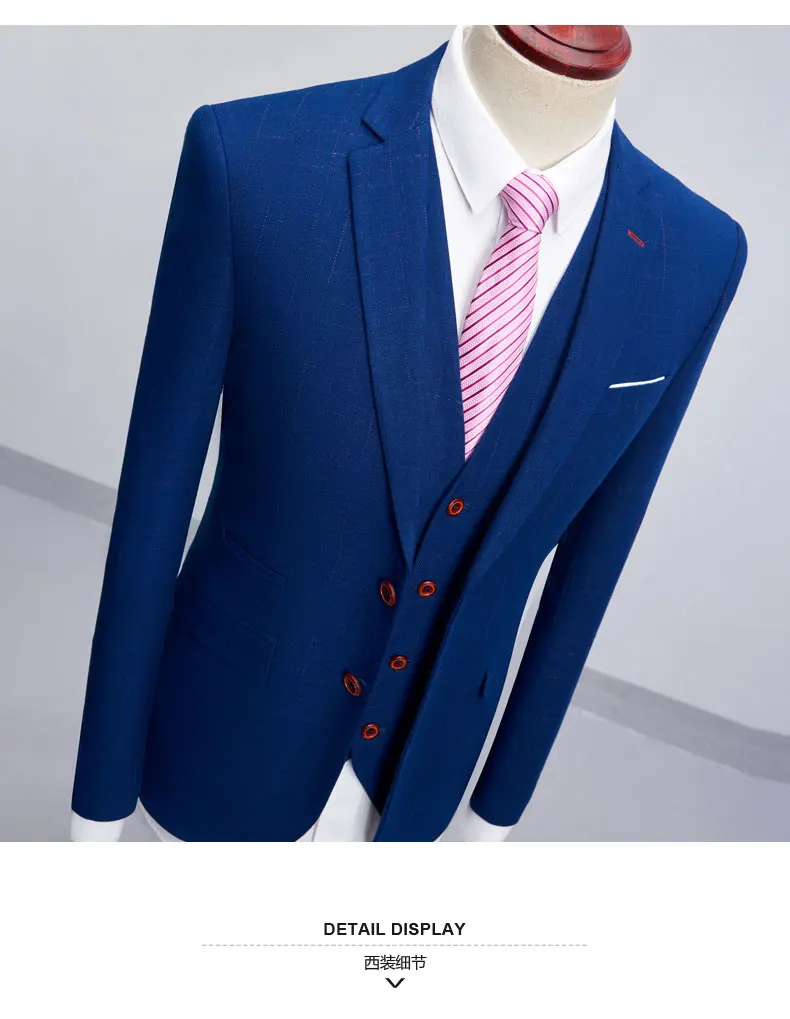 2019 Брендовые мужские костюмы модный свадебный костюм для мужчин хорошее качество одной кнопки s костюм фрак 3 шт. (куртка + брюки + жилет)