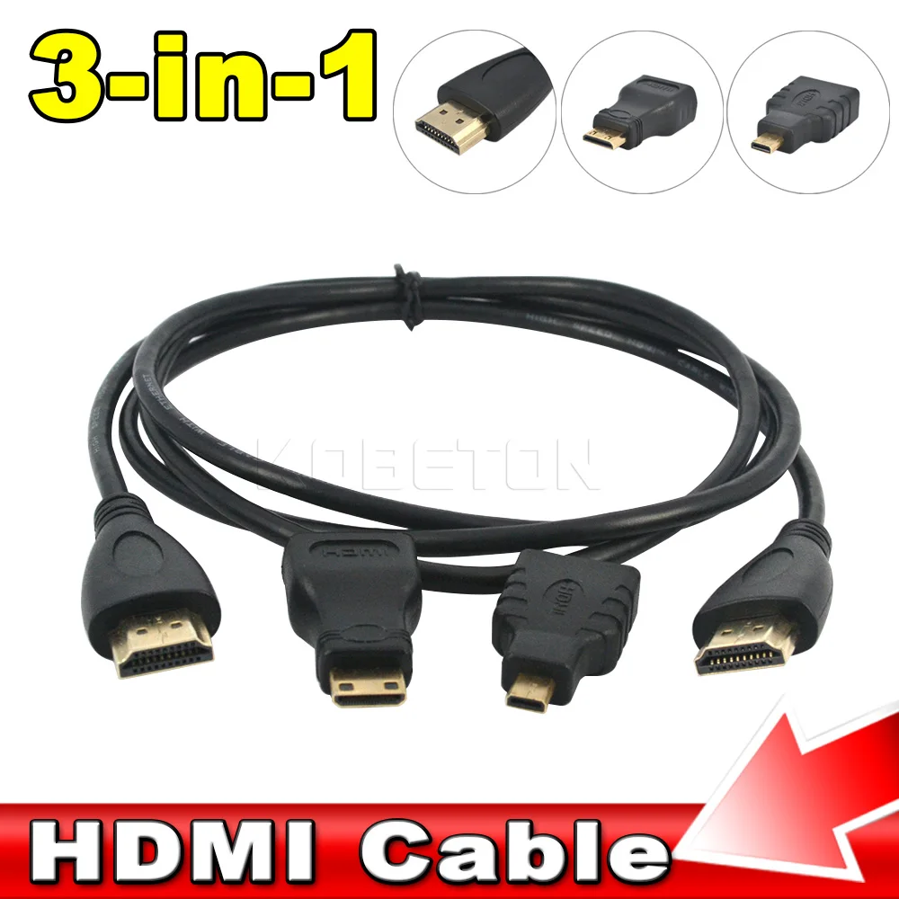 Kebidu высокоскоростной Full HD 1080P 3 в 1 HDMI к Micro Mini кабель адаптер конвертер для Xbox 360 PS3