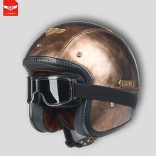 LDMET cuoio DELL’UNITÀ di ELABORAZIONE harley casco moto vintage moto rcycle casco capacetes de moto ciclista punk cafe racer viso aperto camouflage