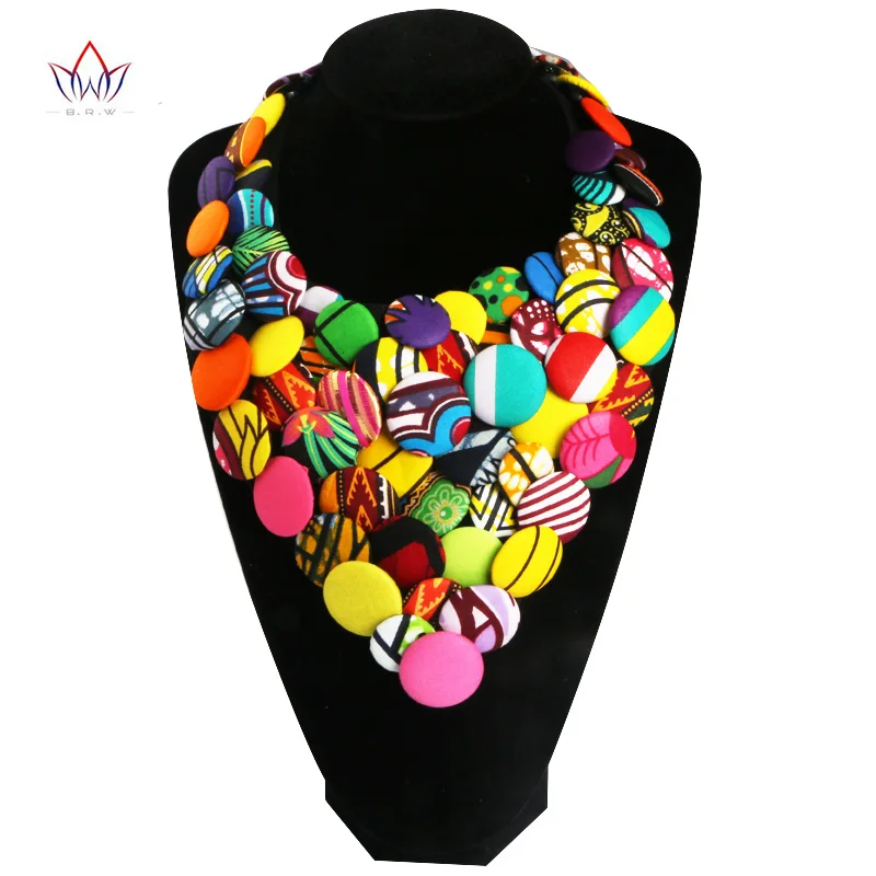Красочные африканские кнопки Ожерелье Африканские аксессуары для женщин Богемия Стиль женщин Кнопка Ожерелье WYA160