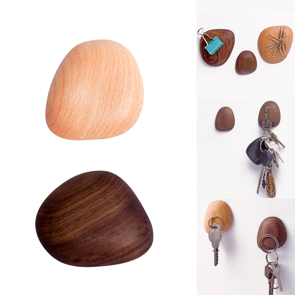 

Wall Home Storage Organizer Practical Hallway Shelf Wood Key Hook Hanger Coin Durable Decorate Magnet Absorption Strong Adhesive