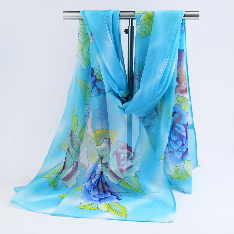 

Chiffon Scarves Long Ladies Shawl Summer Seaside Shawl Dual-use Korean Scarf Small Scarf Beach Towel